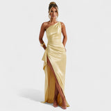 Zoey - Asymmetric Satin Dress — view 1