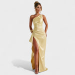 Zoey - Asymmetric Satin Dress — view 2