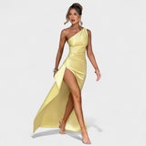 Zoey - Asymmetric Satin Dress — view 5