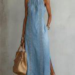 Zoey - Retro Lace Denim Dress — view 2