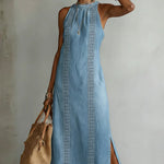 Zoey - Retro Lace Denim Dress — view 4