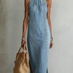 Zoey - Retro Lace Denim Dress — view 5