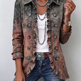 Zoey - Retro Gradient Textured Ruffled Jacket — view 1