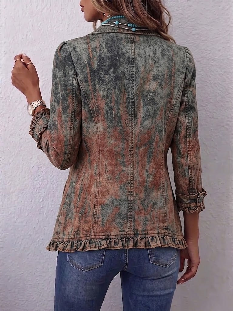 Zoey - Retro Gradient Textured Ruffled Jacket — view 2
