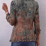 Zoey - Retro Gradient Textured Ruffled Jacket — view 2