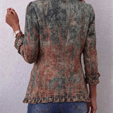 Zoey - Retro Gradient Textured Ruffled Jacket — view 2