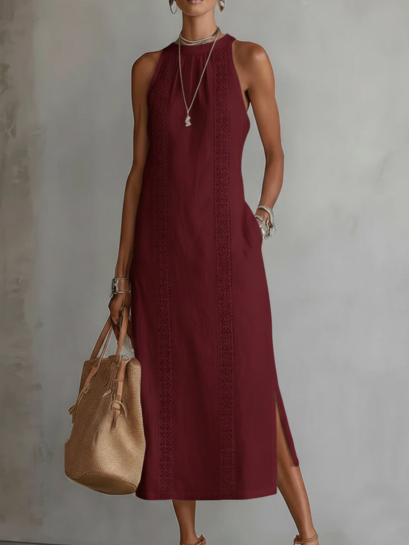 Zoey - Sleeveless midi dress with lace details — view 1